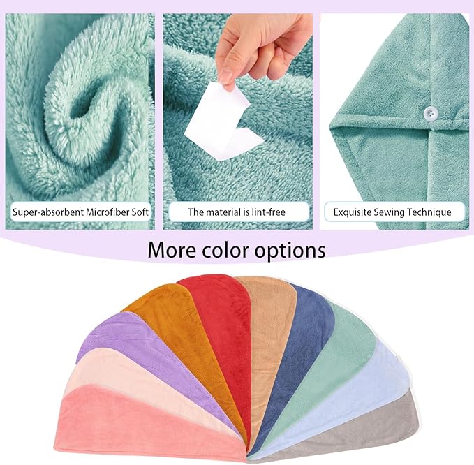 Microfiber Hair Drying Towel Wrap for Women, Hair Turbans Towel for Wet Hair,turbie Twist Hair Towels(The Color of the Picture is for Reference only) (Light Green,Light Green)