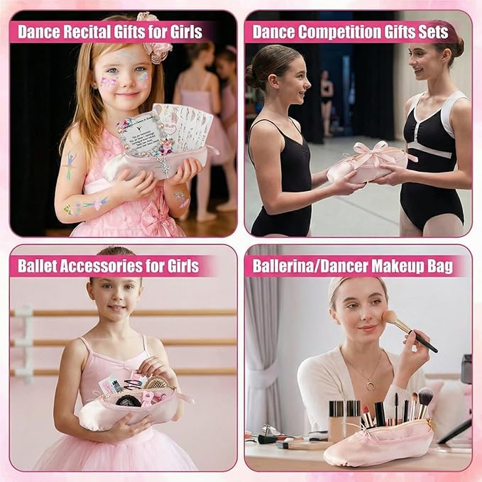 CECKQUE Ballet Pointe Shoe Makeup Bag Dance Recital Gifts for Girls