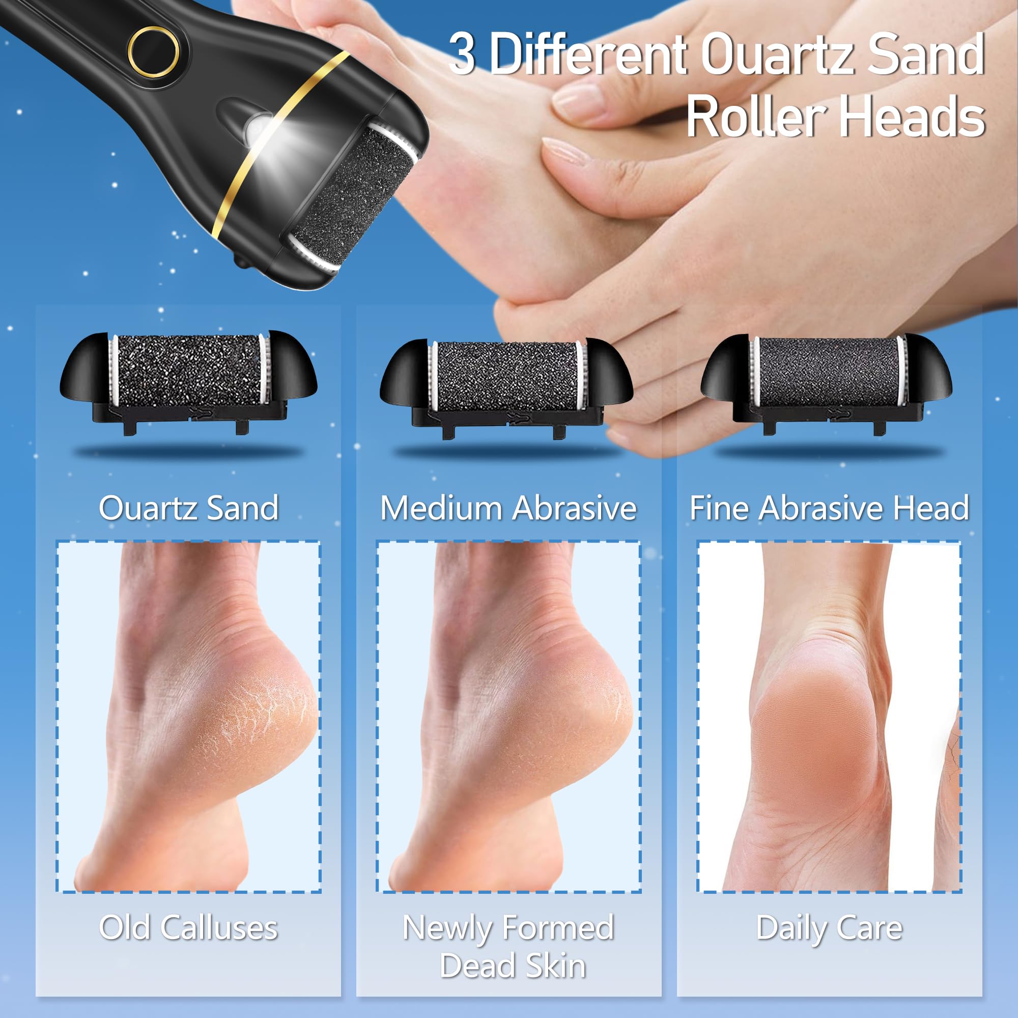Electric Foot Callus Remover Waterproof，17 in1 Callus Remover for Feet