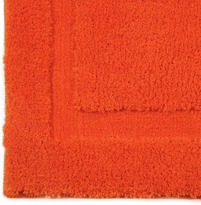 SHACOS Soft Fluffy Bathroom Rugs Set of 2 with U Shaped Toilet Contour Rug Non Slip Washable Absorbent Bath Rugs Bath Mats for Bathroom Floor (20"x24"+20"x32",Orange)