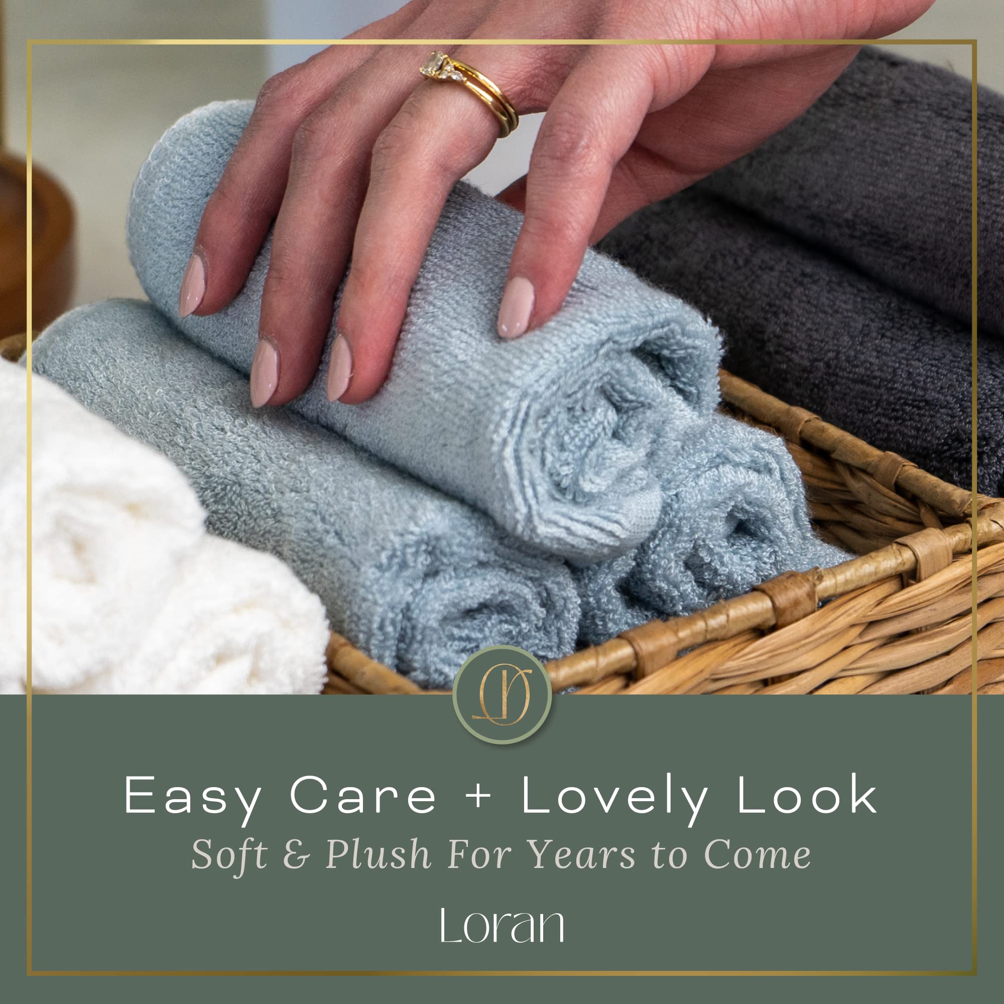 Loran Sky Blue Washcloths Set of 6 Soft Facial Cloths 10” x 10” 100% Viscose Derived from Bamboo Spa-Like Feel Silky Face Cloth for Skin Cleansing