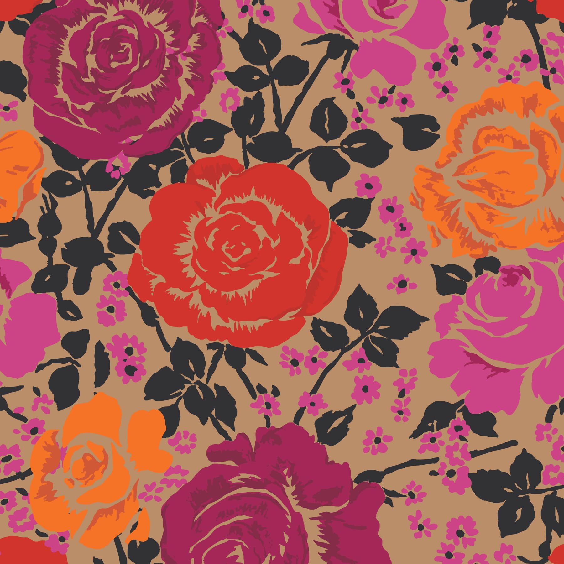 Premium Cotton Large Pouch, Coming Up Roses, One Size