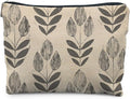 RYYCDOI Vintage Boho Beige Floral Makeup Bag, Modern Farmhouse Green Tulip Flower Cosmetic Bags for Women, Contemporary Leaf Botanical Zipper Makeup Pouch