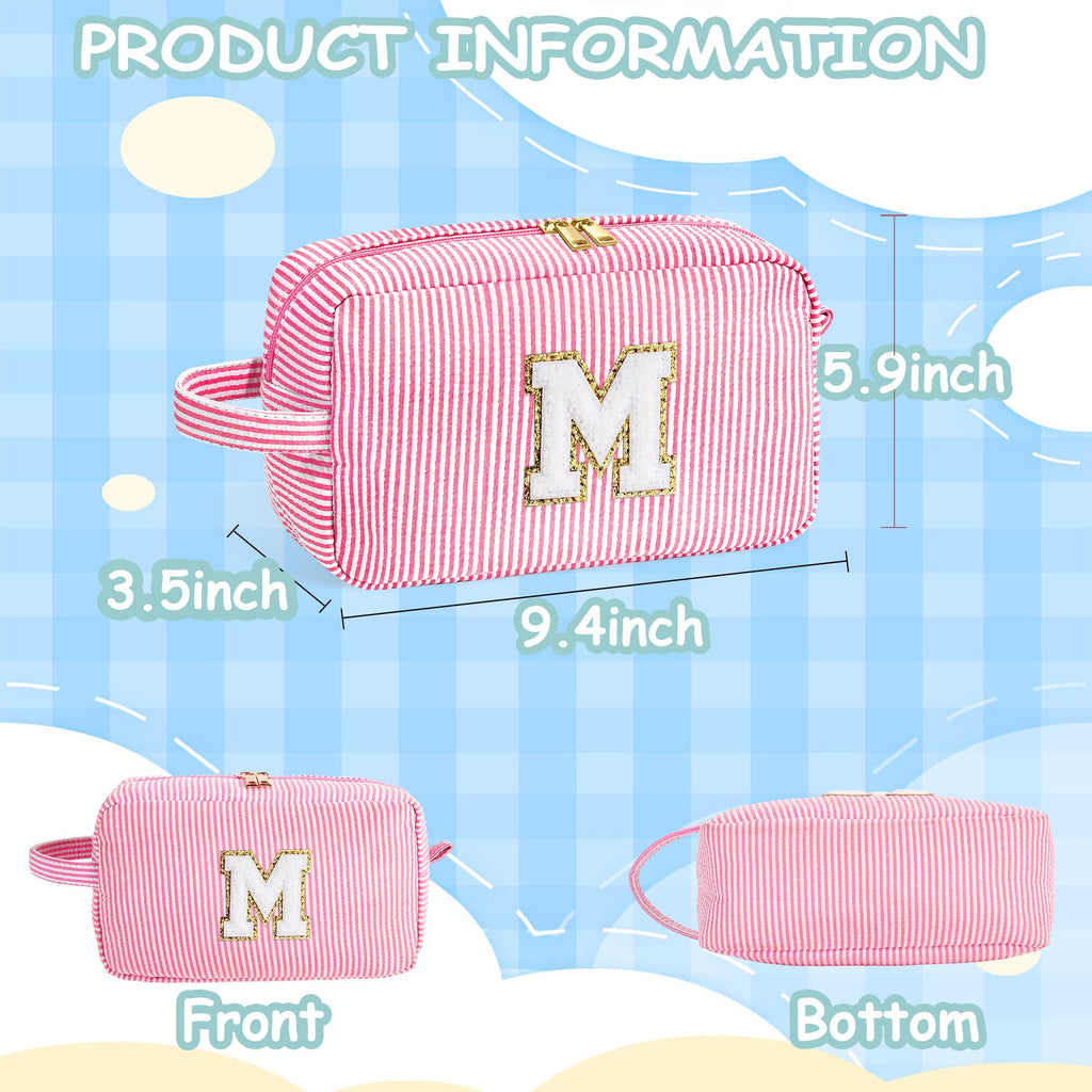 YOOLIFE Makeup Bag for Women Teen - Easter Gifts for Women Teens Girls Kid, Easter Basket Stuffers | Personalized Initial Makeup Bag, 8 9 10 11 12 13 14 15 Year Old Girl Birthday Gift for Her Pink K
