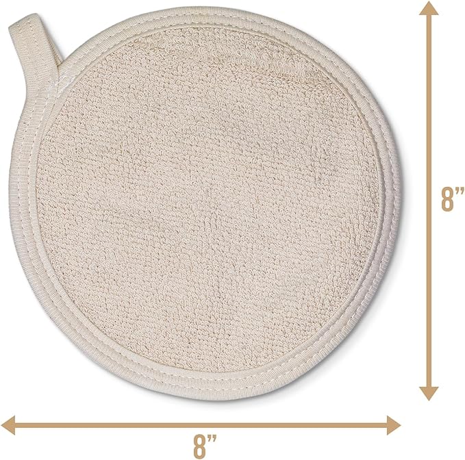 Country Cottons 100% Cotton Pot Holders & Hot Pads (2-Pack), 8", High Heat Resistance,Made in America (Natural)