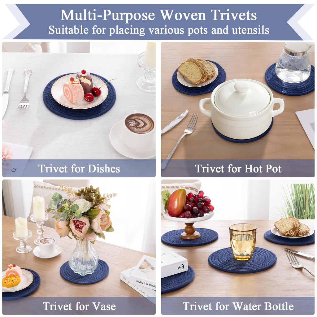 SHACOS 8 Inches Trivets for Hot Dishes, 4 Pieces Cotton Trivets Mats