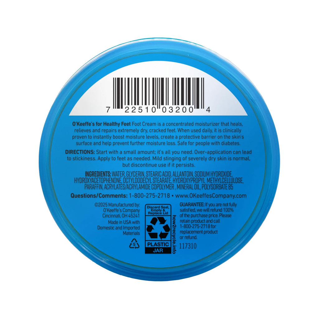 O'Keeffe's Healthy Feet Foot Cream, 3.2 oz Jar, 1-Pack For Extreme Dryness