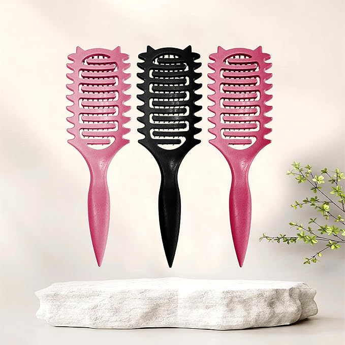 New Curly Hair Brush Ventilated Boar Bristle Hair Brush,Curl Defining Brush,For Curly Hair Wet,Curl Defining Brush For Women And Men (Pink)
