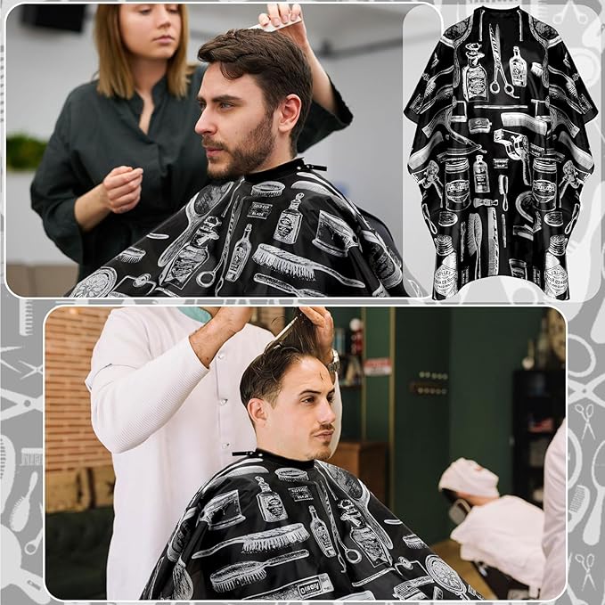 FEBSNOW Hair Cutting Cape Kit,Professional Barber Cape with Duster Brush