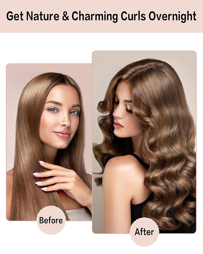 Seritant Heatless Curls Overnight with Satin Head Scarf, Velvet Hair Rollers for Blowout Look, No Heat Curling Rod for Long Thick Hair, Soft Sleep In Flexi Rods - 4PCS(6)