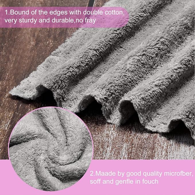 Syhood 12 Pieces Face Wash Cloth 12 x 12 in Makeup Remover Cloths Towel Coral Velvet Facial Microfiber Soft Fast Drying Facial Cleansing Towel for Face(Beige, Gray)