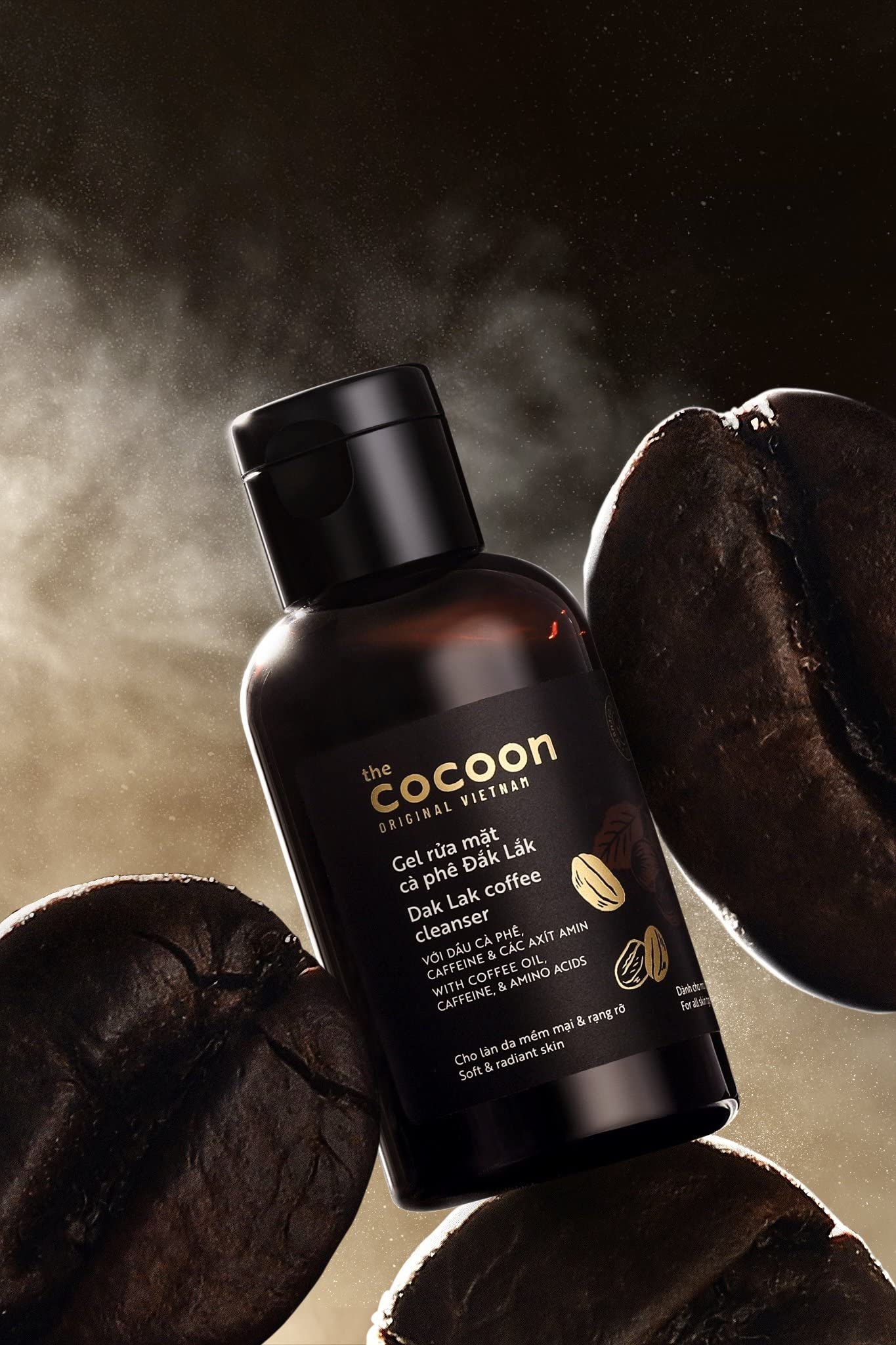 Cocoon Dak Lak Coffee Face Wash and Facial Cleanser, Low pH Gentle Daily Cleanser with Antioxidants for All Skin Types, Vegan Makeup Removing Face Wash, 4.73 fl oz