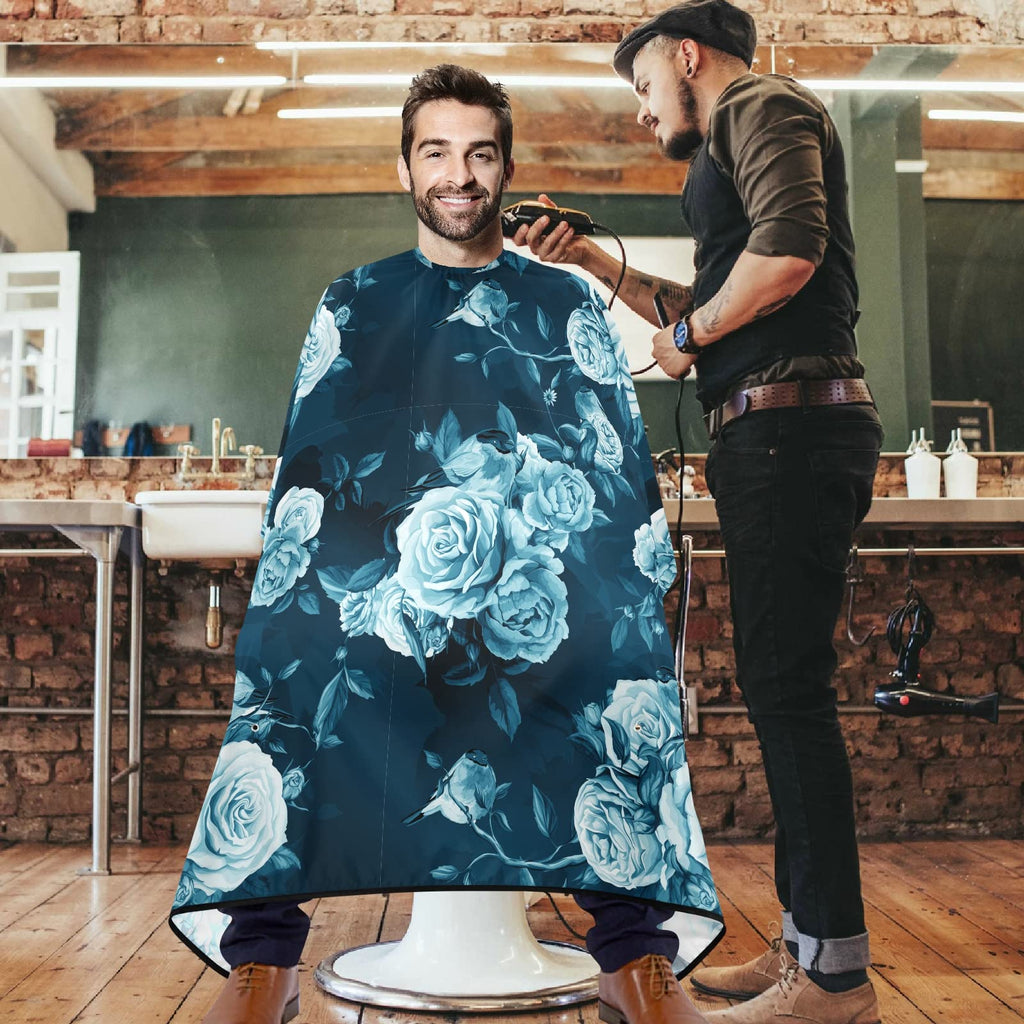 Visesunny Barber Cape - Rose Peony Leaf Bird Polyester Hair Cutting Salon Apron Anti-Static Haircut Water-Resistant Shaving Cloth Beard Shaving Bib