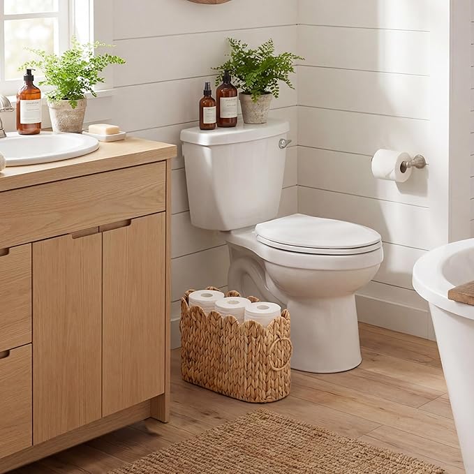 StorageWorks Toilet Paper Storage Holder, Slim Scalloped Basket Organizer