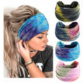 Boho Headbands For Women Fashion Stretch Wide Hair Bands Tie Dye Knoted Turban Head Bands Yoga Running Sweatband Elastic Headband Stylish Wrap Headbands Hair Accessories for Teen Girls 4 Pack