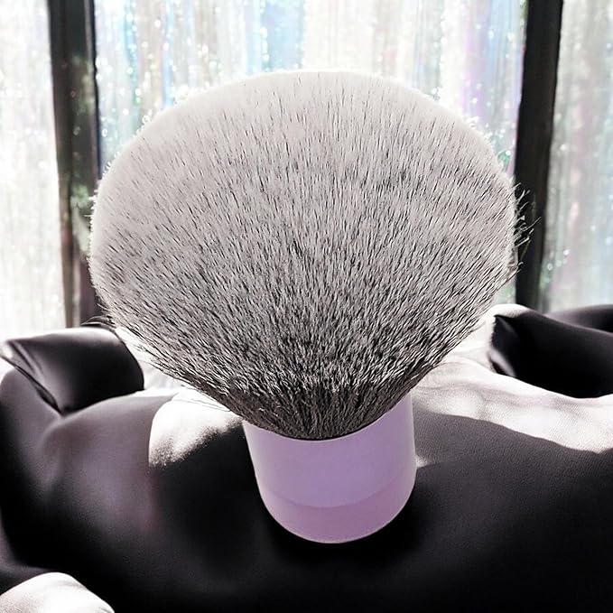 BevyGold Luxurious and Large Ultra Soft Fluffy Powder Brush, Multipurpose Face, Body, Barber and Beauty Tool, with Wooden Base Soft Kabuki Brush (Violet)