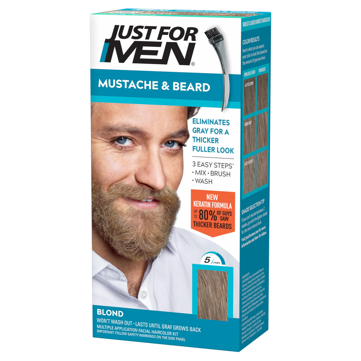 JUST FOR MEN Mustache & Beard Dye, Keratin, Light Red Brown M-27 (1 Pack)