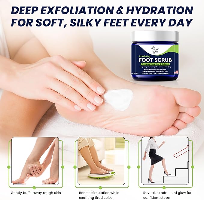 Exfoliating Foot Scrub with Pumice Stone powder - Gentle Moisturizing Foot Scrub for Dry Skin - Cracked Heel Repair for Smooth, Soft Feet - Pedicure Foot Spa 2 Pack