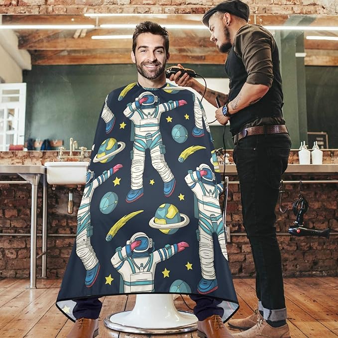 visesunny Barber Cape Astronaut Universe Galaxy Man Dancing Dab Polyester Hair Cutting Salon Cape Apron Anti-Static Haircut Water-Resistant Shaving Cloth Beard Shaving Bib Hairdressing Cape