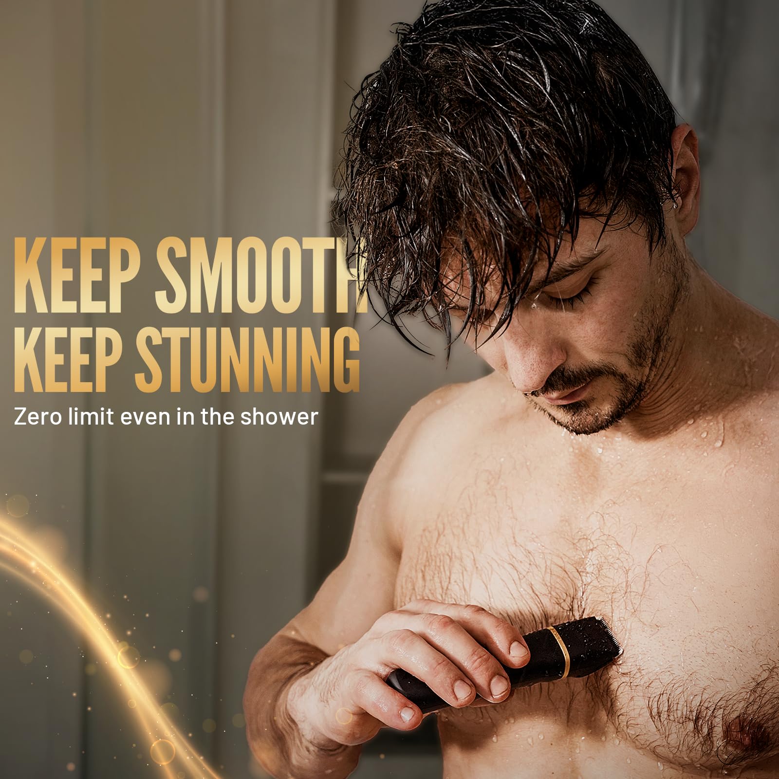Risina Body Trimmer for Men, 2-in-1 Groin & Body Hair Trimmer, IPX7 Waterproof Electric Razor, Ball & Pubic Hair Trimmer for Private Areas, Ceramic Blade Body Shaver, Rechargeable Grooming Kit