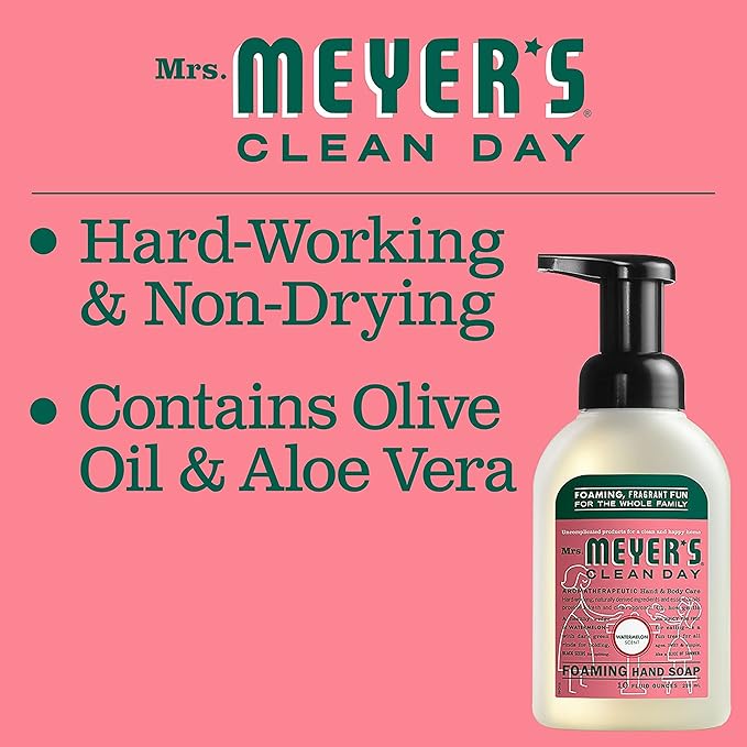 Mrs. MEYER'S CLEAN DAY Foaming Hand Soap, Watermelon Scent 10 Fl oz (Pack of 4)
