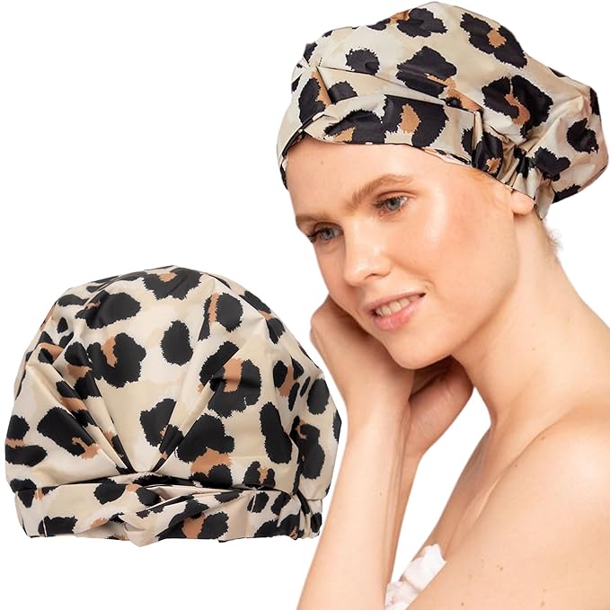 Kitsch Luxury Large Shower Cap for Women - Leopard