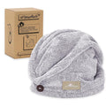 myHomeBody Hair Towel Wrap, Quick Drying Turban, Absorbent Cap – Gray