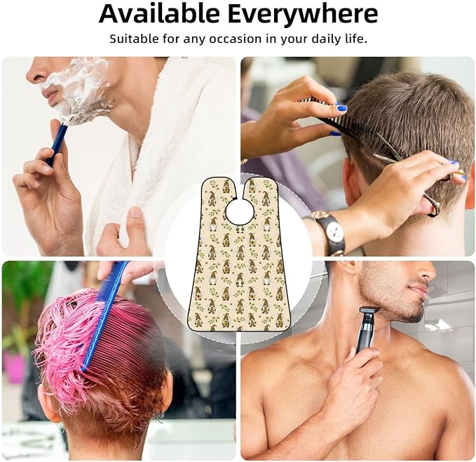 Adjustable Beard Catcher Apron, Cute Gnomes Bees Sunflowers Print Shave Bib, Non-Stick Waterproof Grooming Bib, Shaving Essential for Men Dad Christmas