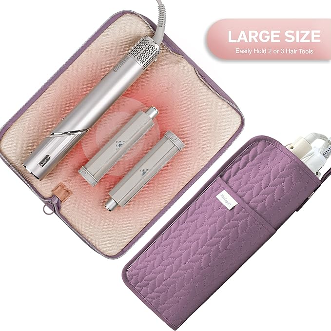 KarSyon Hot Tools Organizer Heat Resistant Mat Case Hair Tools Holder Travel Bag Portable Hair Styling Tools Cover Pouch for Curling Iron,Flat Iron,Hair Straightener (Purple)