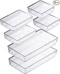 ihomecooker 3 Pack Clear Plastic Drawer Organizer Tray Cutlery Utensil Makeups Drawer Silverware Organizers 12" X 6"… (6P(6X6+6X9+6X15))
