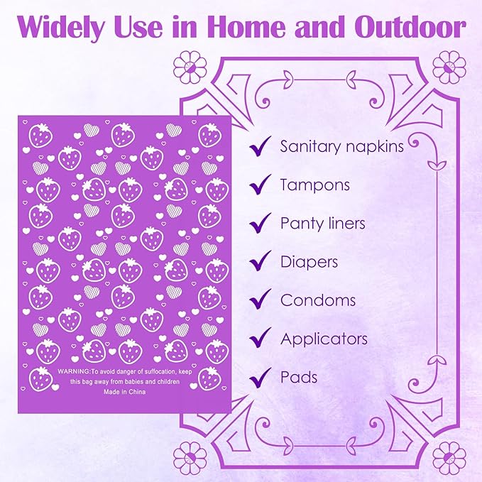 150Pcs Sanitary Napkin Disposal Bags, Luxiv Pink Disposable Sanitary Bag Personal Care Disposal for Tampons Trash Bag, Disposable Mini Bags for Women Privacy Handling Bag Diaper Sack (Purple)