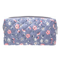 PAZIMIIK Small Quilted Makeup Bag,Zipper Cosmetic Pouch,Grey Floral