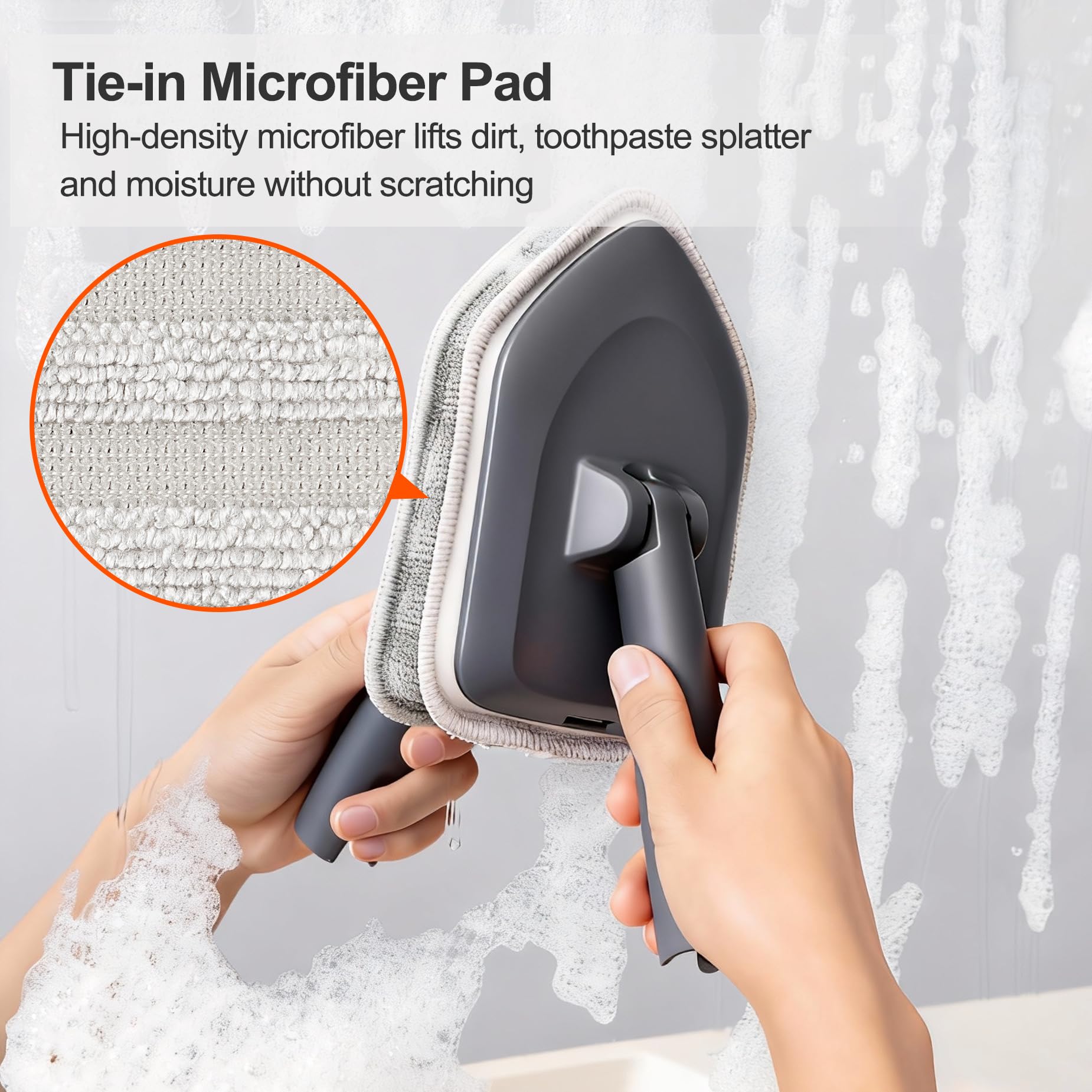 CLEANHOME Tile Tub Scrubber Brush with 3 Different Function Cleaning Heads and 56" Extendable Long Handle-No Scratch Shower Scrubber for Cleaning Bathroom Kitchen Toilet Wall,Bathtub,Sink,Grey