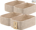 Small Storage Baskets for Organizing | Closet Organizer Bins | Shelf Toy Basket | Woven Rope Baskets | Cube Decorative Box | Shallow Basket | 11.5x7.5x4.7” | 4 Packs Mixed Brown