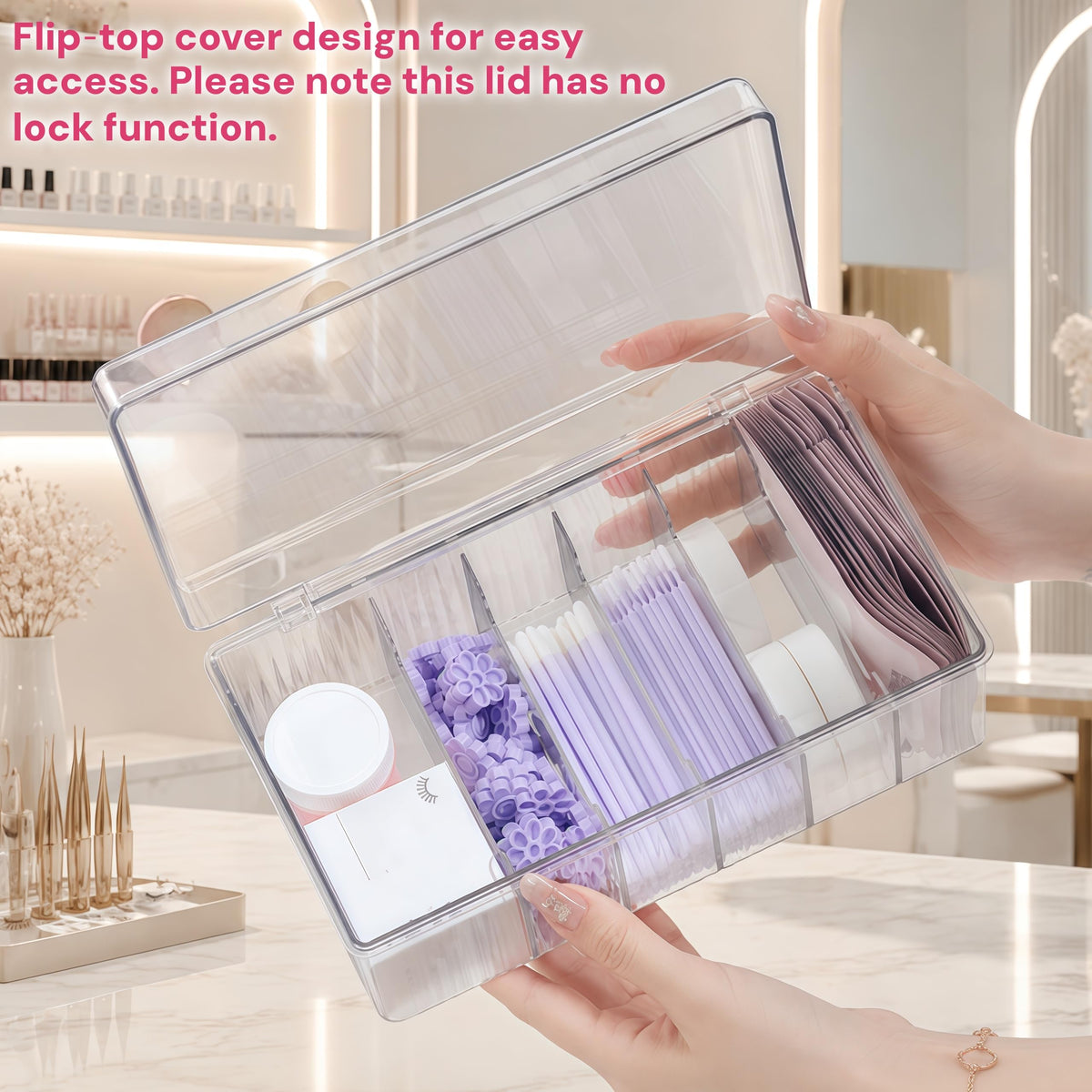 Acshio 2 Pack Lash Extension Organizer with 6 Compartments, Flip-top