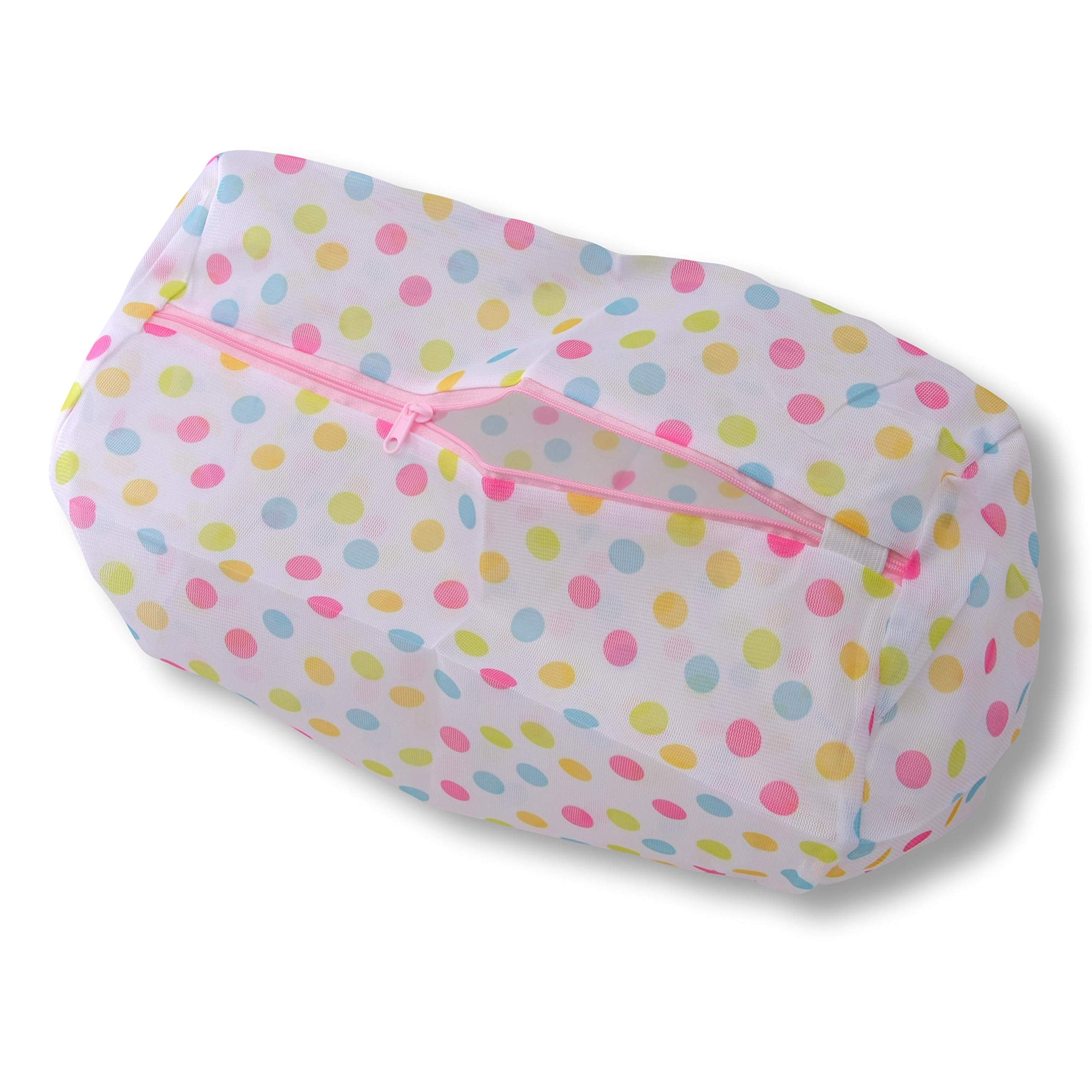 Mesh Laundry Bag, Big Enough to Wash Reusable Sanitary Pantyliners, Menstrual Towels, Makeup Remover Pads, Washable Nursing Pads together with other items; Never again lost in the washing machine