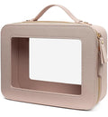 LETGO Clear Makeup Bag Organizer,Travel Toiletry Bag Cosmetic Case for Women,Portable Beach Make Up Skincare Pouch Car Organizer Bag with Zippers for Essentials(Large-Nude)