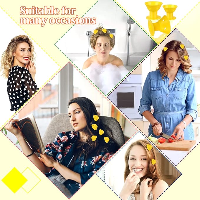 JANYUN 40 Pcs Yellow Silicone Hair Rollers (Including 20pcs Large & 20pcs Small Heatless Hair Curlers)
