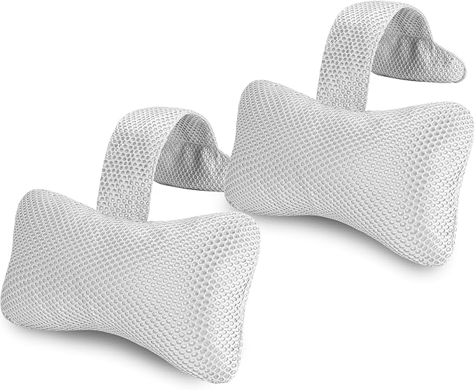 Keoltuo Hot Tub Pillow (2-Pack)，Bath Pillow for Headrest，Universal Spa Pillow Height Adjustable Chaise Lounge Pillow for Bathtub（Grey）
