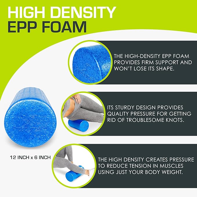 ProsourceFit High Density Foam Rollers Long, Firm Full Body Athletic Massage Tool for Back Stretching, Yoga, Pilates, Post Workout Muscle Recuperation