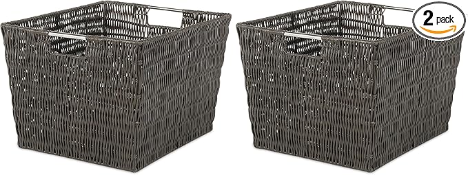 Whitmor Rattique Storage Tote Basket - Espresso (Pack of 2)