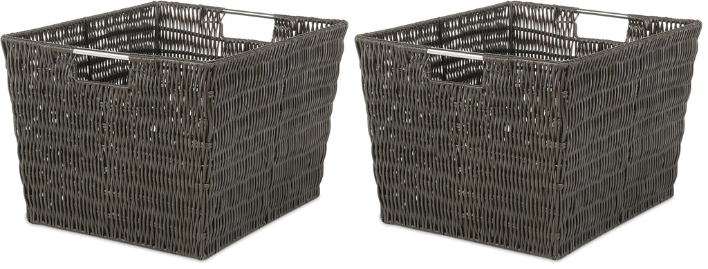 Whitmor Rattique Storage Tote Basket - Espresso (Pack of 2)