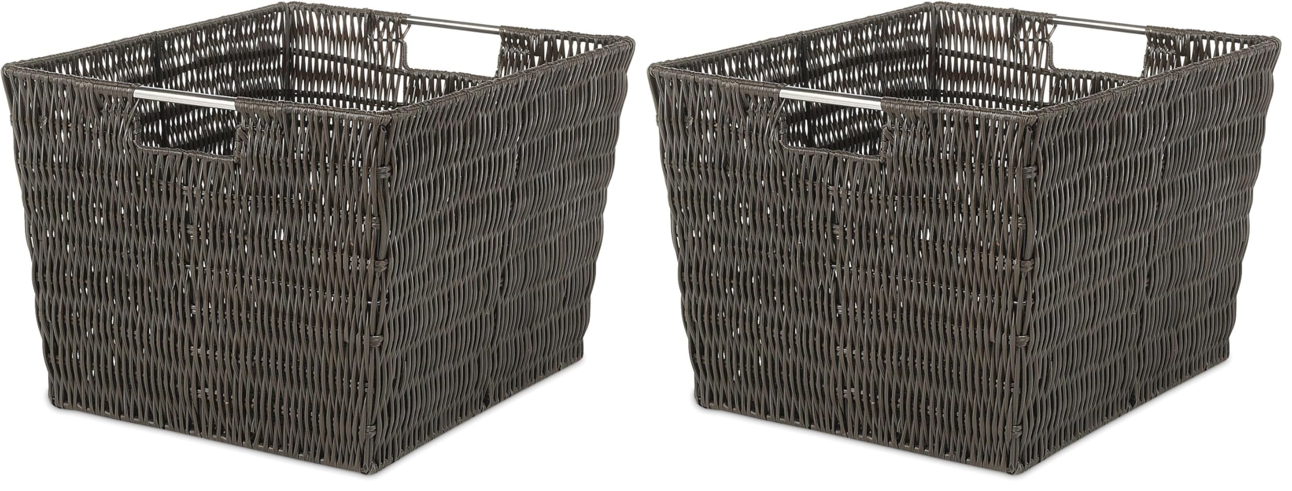 Whitmor Rattique Storage Tote Basket - Espresso (Pack of 2)