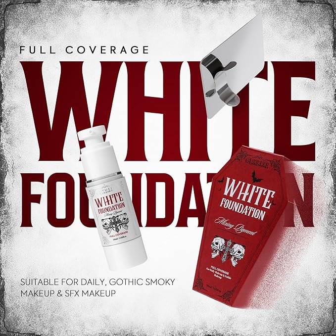 White Liquid Foundation, Waterproof Full Coverage Foundation Mixer, White Base with Makeup Mixing Palette for Goths SFX & Daily Makeup.