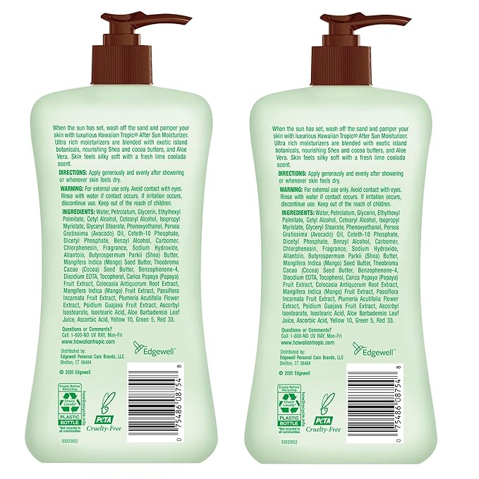 Hawaiian Tropic Lime Coolada After Sun Lotion | After Sun Care, Skin Care, Daily Moisturizing Lotion with Aloe, Cocoa Butter & Shea Butter, 16 Fl Oz each Twin Pack
