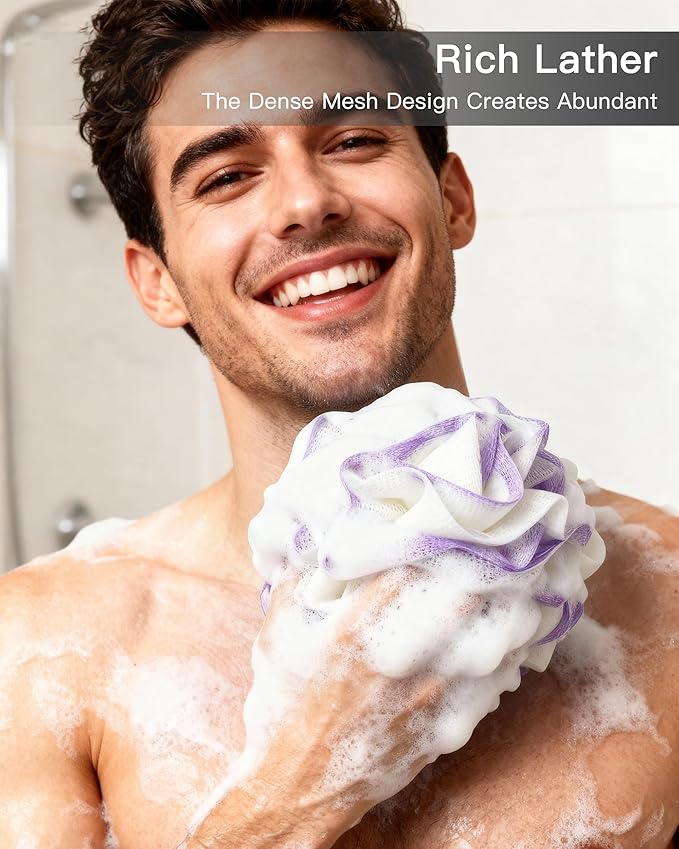 Loofah Sponge 70g, Large Exfoliating Bath Sponge, 4 Pack