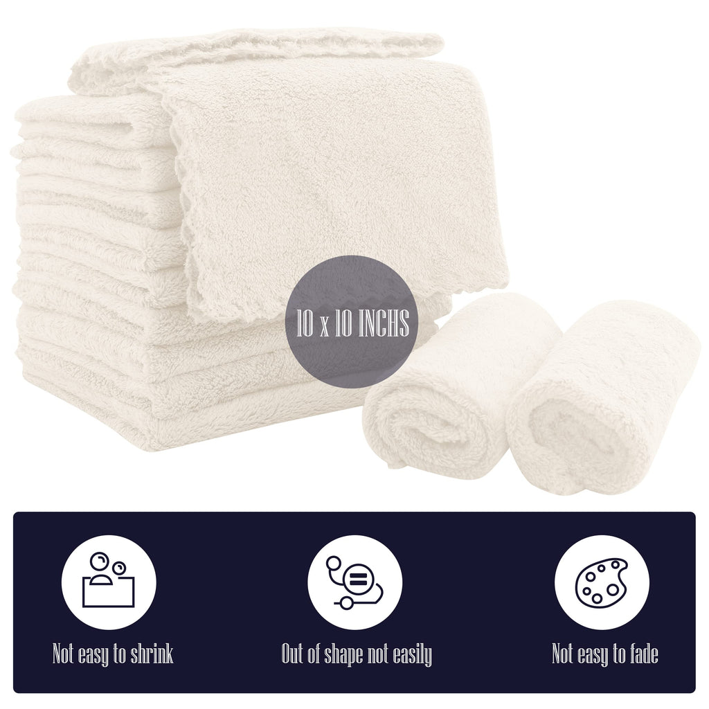 16 Pack Baby Washcloths - Luxury Coral Fleece - Extra Absorbent and Soft Wash Clothes for Newborns, Infants and Toddlers - Suitable for Sensitive Skin and New Born - Baby Shower - Cream, 10x10 Inch