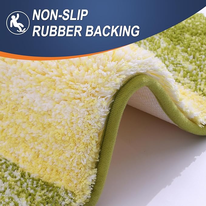 OLANLY Bathroom Rug Set 2 Piece, Soft Absorbent Microfiber Bath Rug Set, Non-Slip, Machine Wash Dry, Plush Shaggy Bath Mats for Bathroom (30"x20"+24"x16", Olive Green)