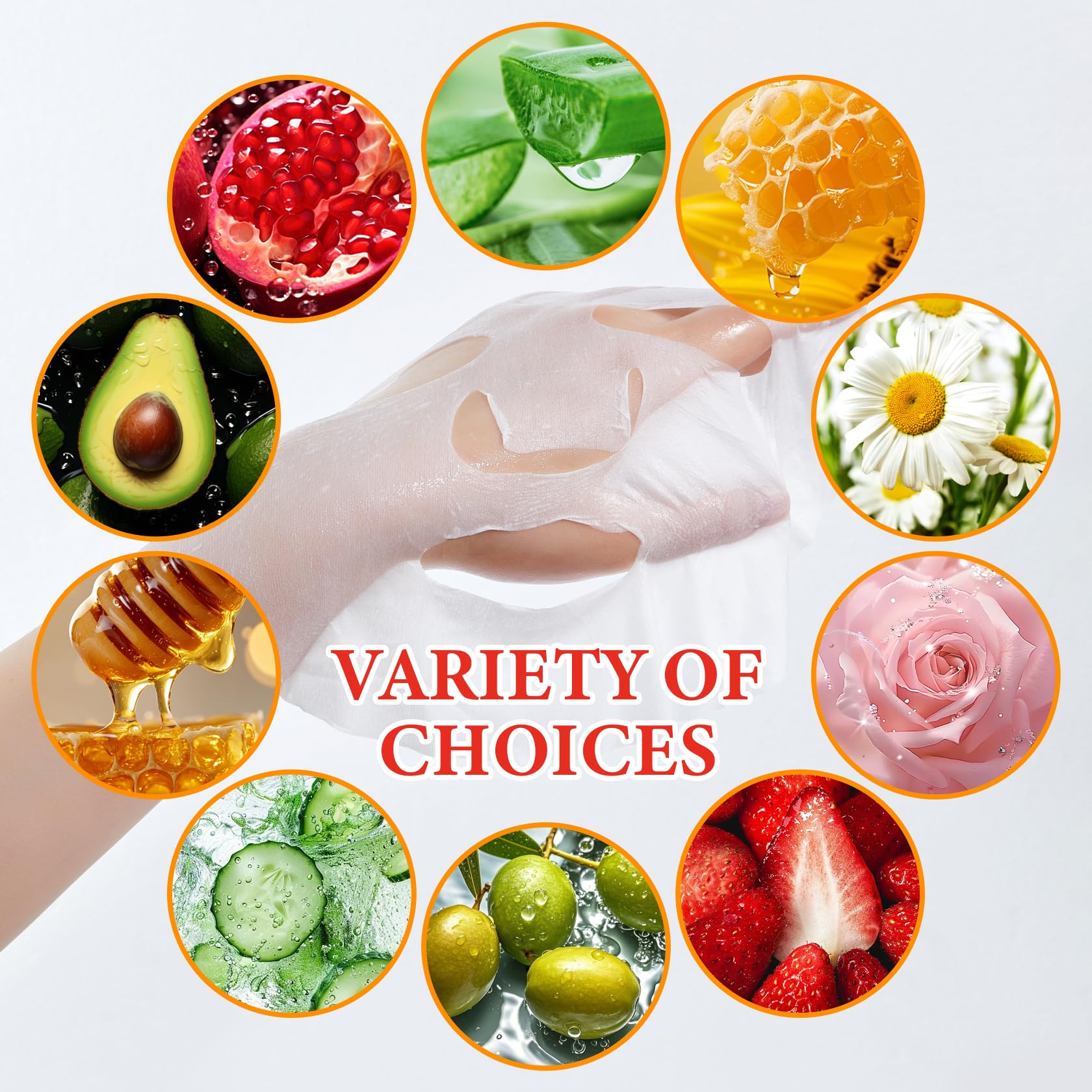 10 Pack Variety Facial Sheet Masks Skin Care Set, Hydrating Bulk Sheet Face Masks Skincare Gifts Set for Women Men, Long Lasting Moisturizing Face Mask Skincare for All Skin Type（B)