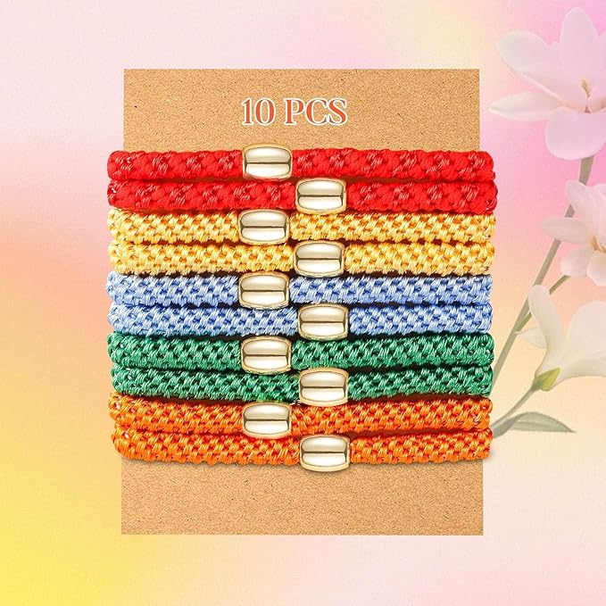 Hair Ties No Damage - 10PCS Ponytail Holders - Elastic Hair Ties for Thick Hair - Braided Hair Bands for Women Girls's Hair - Neon